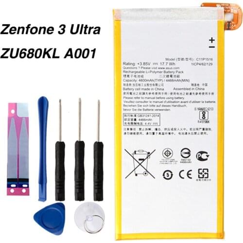 Original High Capacity C11P1516 Battery For ASUS Zenfone 3 Ultra ZU680KL A001 6.8" Tablet Battery 4600mAh