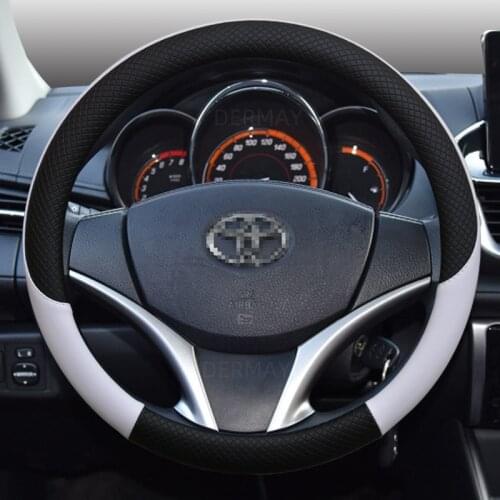 For Toyota Yaris Vitz Echo Starlet Tercel Car Steering Wheel Cover Leather Anti-slip 100% DERMAY Brand Auto Accessories