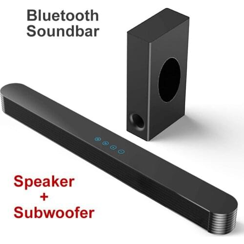 Bluetooth Speaker with Subwoofer 120W Bluetooth Soundbar for TV Bass Soundbar Adjustable Surround Sound Home Theater USB AUX