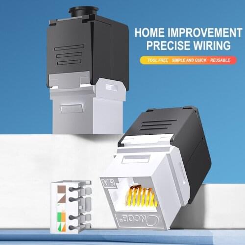 Cat6A Toolless Keyston Jack, 50u Gold-plated, PVC Casing Cat6 Modular, Good for Wall Mount 2pcs 6pcs