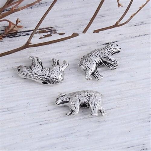 DoreenBeads Zinc Based Alloy DIY Spacer Beads Bear Animal silver color 16mm( 5/8") x 10mm( 3/8"), Hole: Approx 1.4mm, 10 PCs