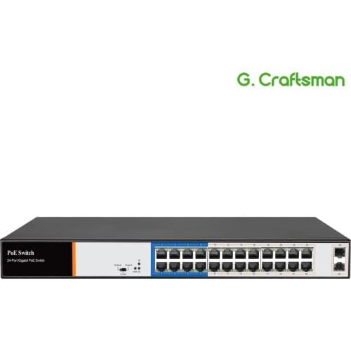 G.Craftsman Full Gigabit 24 Port Poe Switch Support IEEE802.3af/at CCTV 5MP 8MP IP Camera Wireless AP 10/100/1000Mbps 2 SFP CE