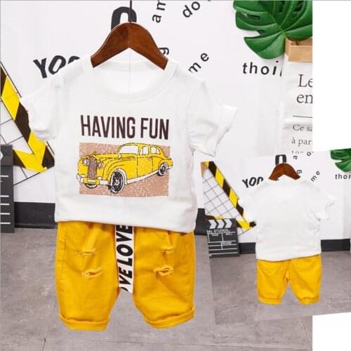 Cotton Boys Girls Suit Summer Cartoon T-shirt Shorts 2pcs Suit Children Clothing set Kids Sets Toddler 2-7years