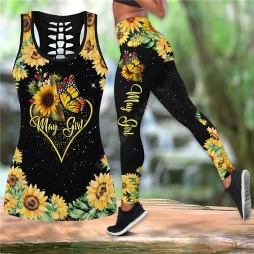 May Girl Butterfly Combo Outfit Leggings and Hollow out Tank Top Suit Yoga Fitness Soft Legging Summer Women For Girl