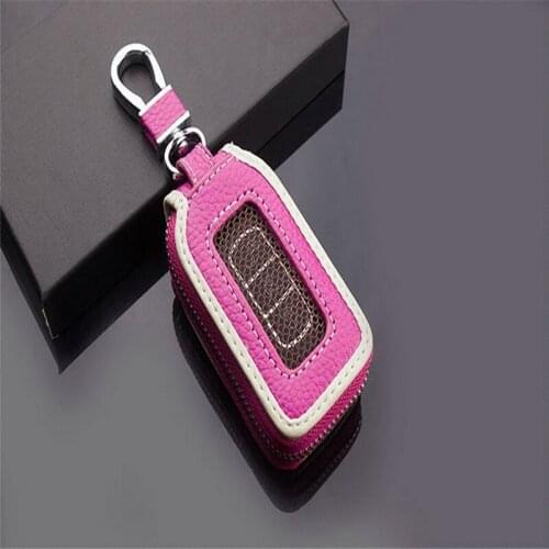 Car Leather Key Bag Holder Cover Zipper Protection Key Case For Car
