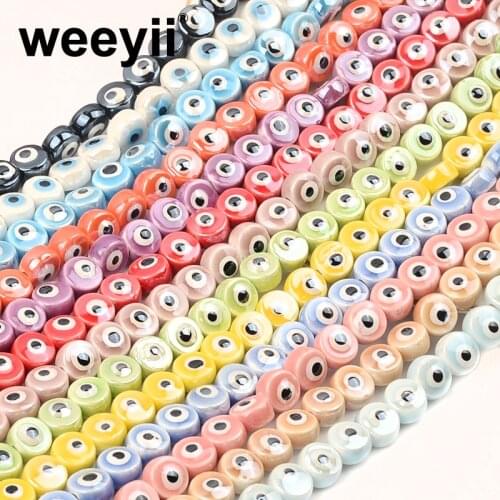 8mm red purple Pink Round Flat Ceramic Beads Loose Spacer Beads Jewelry Making DIY Accessories Bead Bracelet Necklace Wholesale