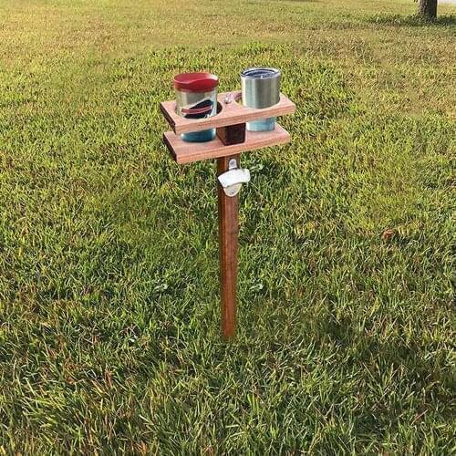 Outdoor Wood Wine Table Party Trip Cups Holder Collapsible Lawn Support Rack