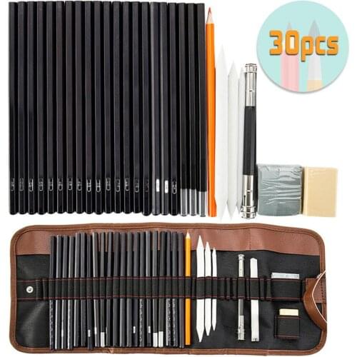 30Pcs Charcoal Earser Knife Drawing Pencil Sketch Painting Canvas Pencil Bag Set Christmas Gift for Kid Drawing Beginner Sketch