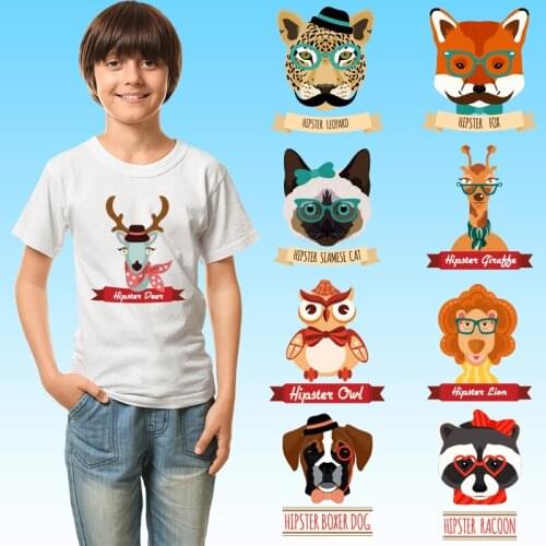 Animals dog pattern deer cat DIY Appliques Patches for clothing Stickers on fabric diy craft Heat Transfer PVC Patch