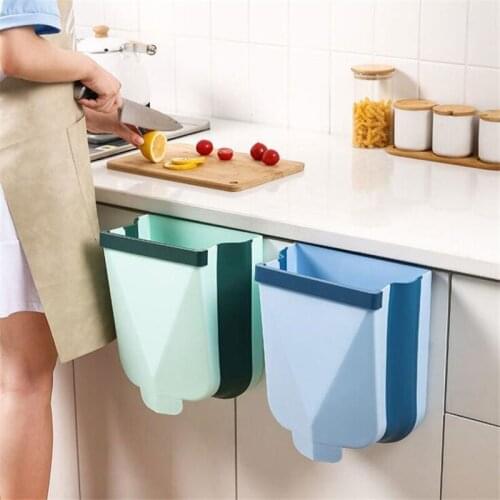 Hanging Trash Can Wall Mounted Folding Kitchen Cabinet Door Hanging Waste Bin Poubelle De Cuisine for kitchen Bedroom Rest room