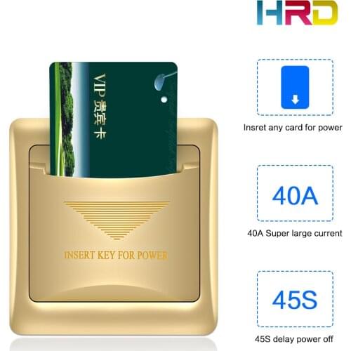 Hotel motel rent house guest room wall reader switch 40A gold energy saving saver insert any card to take power 125KHz/13.56MHz
