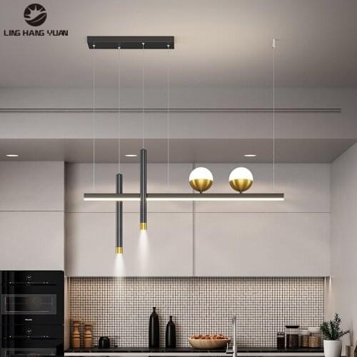 Nordic Led Pendant Light 100cm Modern Chandelier Pendant Lamp for Living room Dining room Kitchen Hanging Lamp Luminaires Black