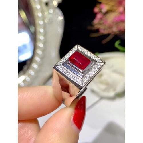 Wedding Ring Natural and Real Ruby Man Ring 925 sterling silver Wholesales Fine jewelry Natural and Real Ruby Men Ring