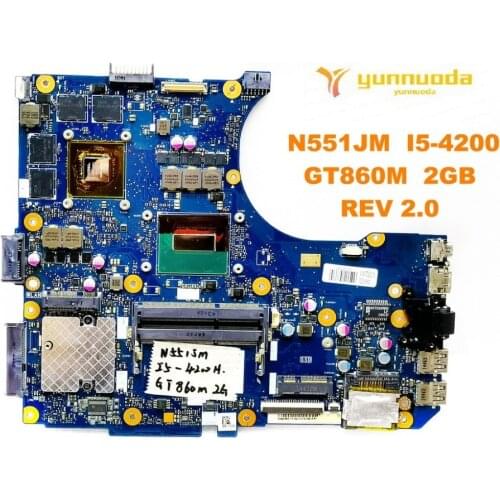 Original for ASUS N551JM laptop motherboard N551JM I5-4200 GT860M 2GB REV 2.0 tested good free shipping