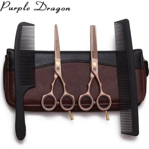 Suit 5.5" 16cm Z1104 Purple Dragon Hairdressers Scissors Cutting Scissors Thinning Shears Professional Hair Scissors Add Combs