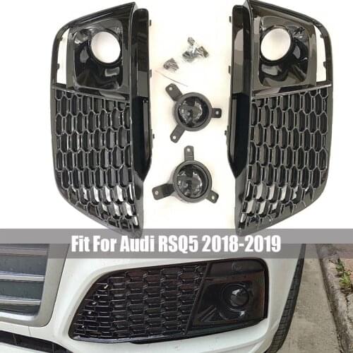 Car Front Bumper Fog Lamp Grills Fit For Audi RSQ5 RS Q5 2018 2019 Fog Light Grills in Racing Grills ABS Replacement