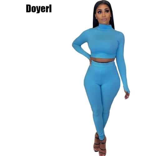 Casual Women Two Piece Outfit Set Tracksuit Women 2 Piece Set Fashion Suit 2020 Sportwear Crop Top Bodycon Pants Matching Sets