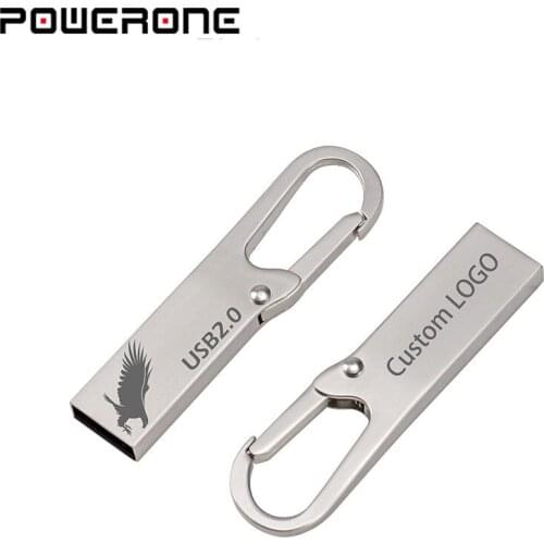 POWERONE USB Flash Drive Water Proof Buckle Metal Pendrive 4GB 8GB 16GB 32GB 64GB Memory Stick Data Storage pen Drive usb disk