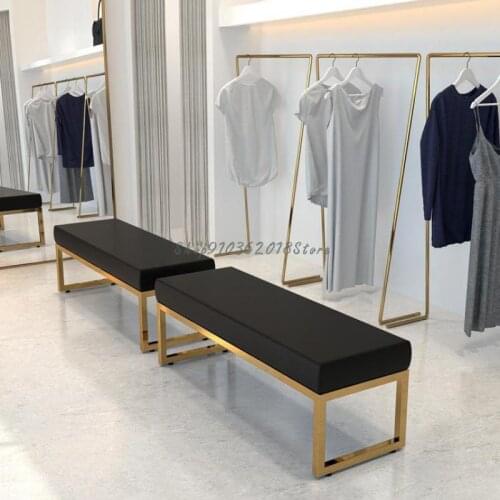 Simple Light Luxury Iron Shoes Stool Soft Bag Bench Shoes Shop Clothing Shop Rest Sofa Stool Fitting Room Stool