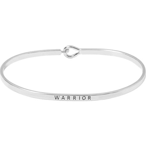 Simple WARRIOR Letters Bangle Fashion Jewelry Silver Rose Gold Color Cuff Bracelets & Bangles For Women Man Party Lovers' Gift
