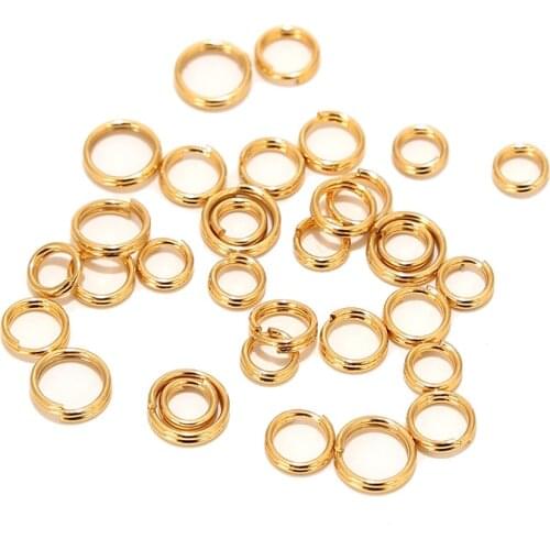 100pcs Stainless Steel Split Rings 5mm 6mm 7mm Gold Double Loop Jump Ring Split Rings Connector for Jewelry Making Key