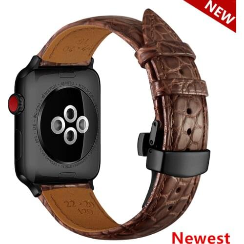 France alligator leather strap for Apple watch band 42mm 38mm Luxury watchband bracelet iWatch series 3 4 5 se 6 band 44mm 40mm