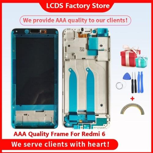 AAA Quality Middle Frame For Xiaomi Redmi 6 Middle Frame Housing Cover For Xiaomi Redmi 6 Frame With Light Sensor Flex Cable