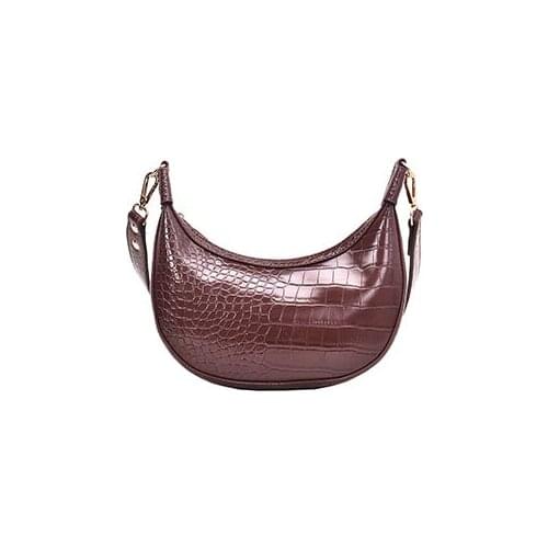 Bag Black Thick Strap Messengers Brown Alligator Vintage Women Shoulder Bags High Quality Leather Retro Half Moon Crossbody