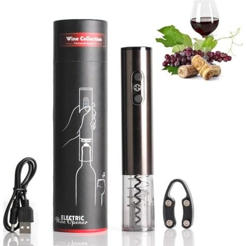 USB Rechargable Electric Wine Opener Set Automatic Corkscrew Bottle Openers with Foil Cutter Kitchen Accessories for Home Use