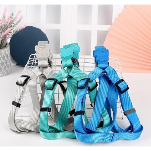 Pet Dog Cat Breathable Outgoing Nylon Solid Color Chest Strap Back Traction Rope Teddy Collar Bichon Puppy Durable Pet Supplies