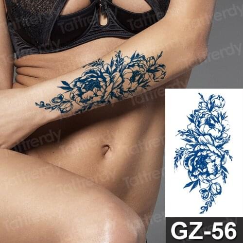 Temporary tatoo for women girls tattoo flower rose peony moon feather pattern sexy body art tattoo sticker juice ink long last