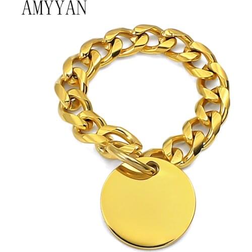 Punk Cool Gold/Silver Color Chain Link Fingers Stainless Steel Women Rings For Women Party Knuckle Present Jewelry