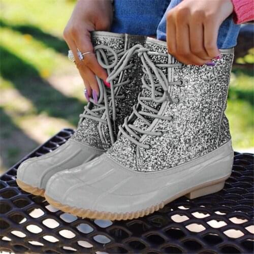 Comemore 2021 Womens Boots Lady Boot Waterproof Zipper Rubber Sole Women Rain Boots Lace Up Ankle Shoes Fur Winter Women Shoes