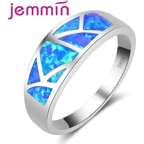 Women Wide Wedding Ring Statement Jewelry for Lover Fine Authentic 925 Sterling Silver Jewelry Fashion Opal Ring