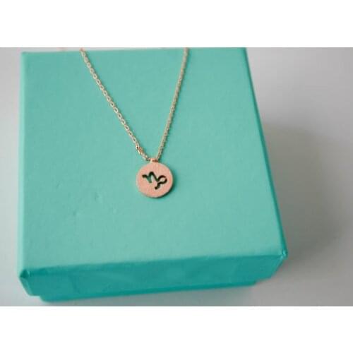 10PCS- Capricorn Necklace Signs 12 Zodiac Constellation Necklace Horoscope Astrology Disc Necklaces for Birthday Gift