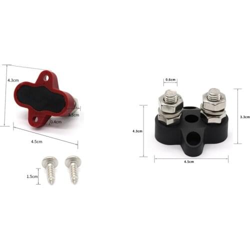 2pcs 5/16 inch Marine Stainless Steel Insulated Terminal Block with Dual Stud