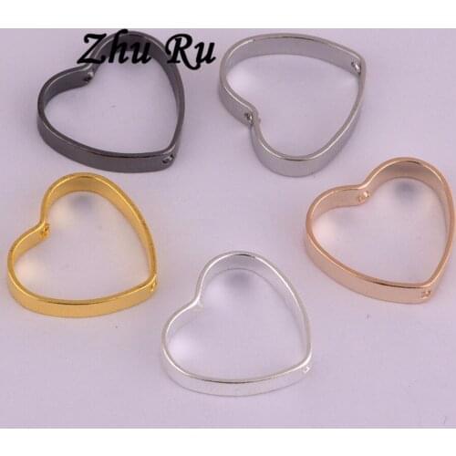 20pcs ZHU RU 13*14mm True love symbol Heart Shape In the hole Charm Pendants DIY Valentines Day present embellishments Pendant