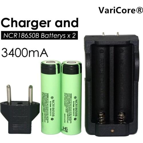2017 2 pcs .. The for original NCR18650B 18650 3.7 V 3400 mAh rechargeable lithium battery + charger