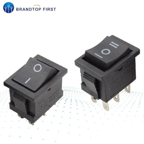 AC 6A/250V 10A/125V 6 Pin 21*15 mm 2 Position 3Position Boat Rocker Switch on off Switch KCD1 Black 21x15mm