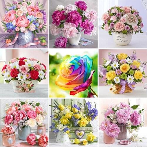 Diamond Painting Picture Of Rhinestone Full Round Square Drill Embroidery Rose Flower Mosaic Art Crystal Craft Home Decoration