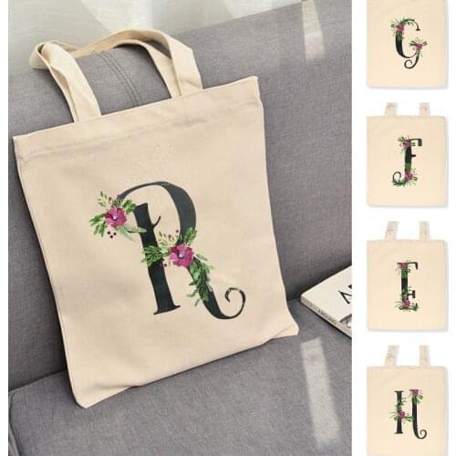 26 Letters Large Women Big Canvas Shopping Bag Cotton Cloth Tote Grocery Bag Eco Environmental Shopper Shoulder Bags for Girls