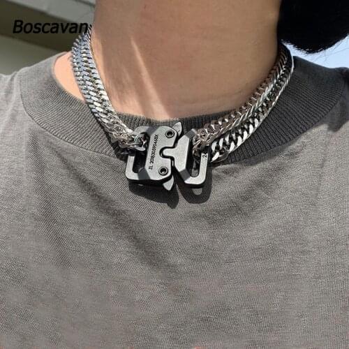Cool Handmade Women Men Stainless Steel Tactical Clip Chain Choker Collar Clip Necklace