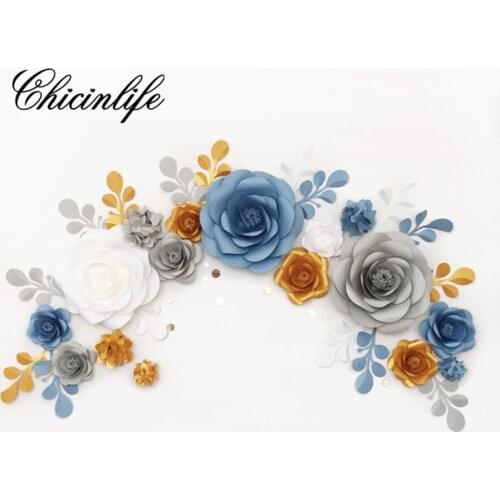 Chicinlife 2pcs 20cm DIY Handmade Paper Flowers Artificial Christmas Birthday Party Wedding Backdrop Flowers Decoration Supplies