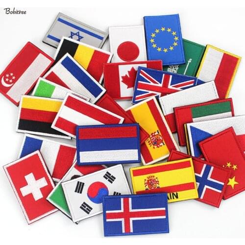 European EU Poland Span France Flags Patch Badges Tactical Stick on Stickers for Hat Backpack Cloth Decoration