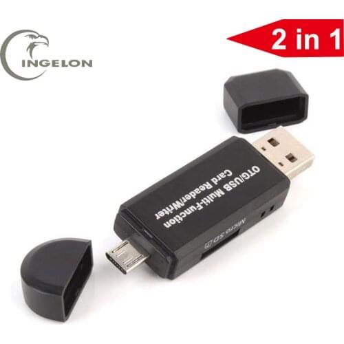 INGELON 2019 New Arrival USB 2.0 2 in 1 Multi-function Card Reader SD Card TF Triplet OTG card reader Adapter For Macbook Pro#22