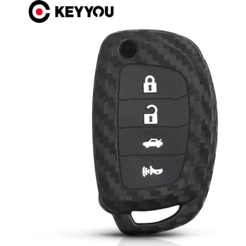 KEYYOU For Hyundai Creta Tucson Santa Elantra Sonata i20 i30 i40 i25 ix35 3/4 Buttons Carbon Silicone Car Key Case Cover