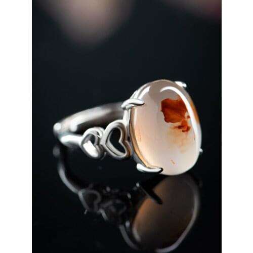 100% Natural red agate ring with 925 sterling silver rose gold resizable rings brand jade jewelry add certificate 13*16mm