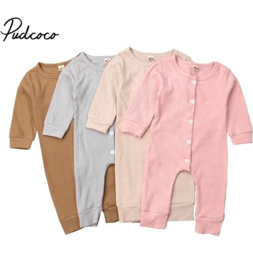 0-18M Newborn Infant Baby Boys Girls Romper Solid O-neck Jumpsuit Long Sleeve Autumn Winter Warm Clothing Toddler Baby Costumes