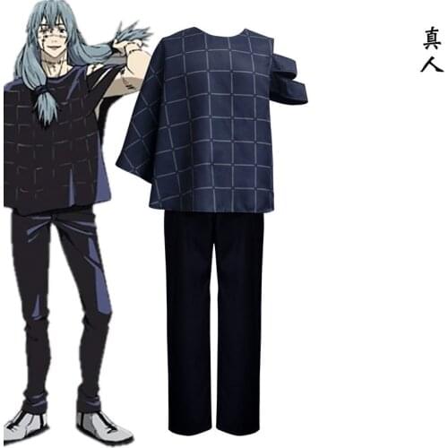 Takerlama Mahito Cosplay Costume Loose Tops T-Shirts Men Blue Tees Jujutsu Kaisen Anime Clothing Halloween Party Outfits