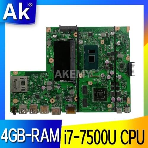 Akemy X540UP laptop Motherboard X540UP X540U A540U R504U F540U Mainboard i7-7500U CPU 4GB-RAM